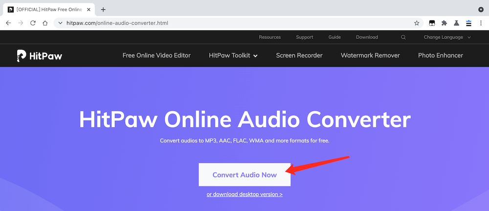 HitPaw Online Audio Converter MP3轉檔教學 - 訪問官網