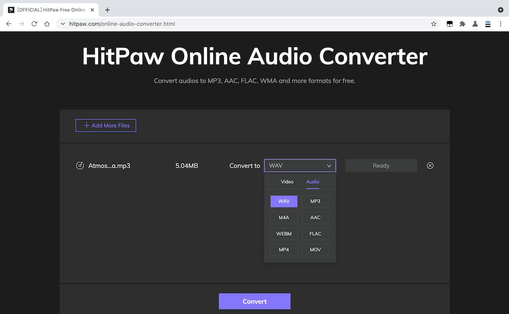 HitPaw Online Audio Converter MP3轉檔教學 - 設定格式