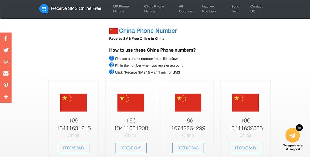 中国大陆手机号码验证代收简讯网站推荐- USA-Phone-Number